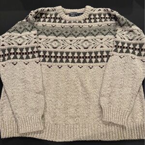 Vintage 90s‎ Trader Bay Fair Isle Sweater L Made USA Cottagecore